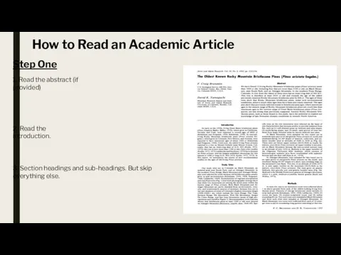 How to Read an Academic Article 1. Read the abstract (if