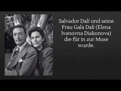 Salvador Dalí und seine Frau Gala Dalí (Elena Ivanovna Diakonova) die für in zur Muse wurde.