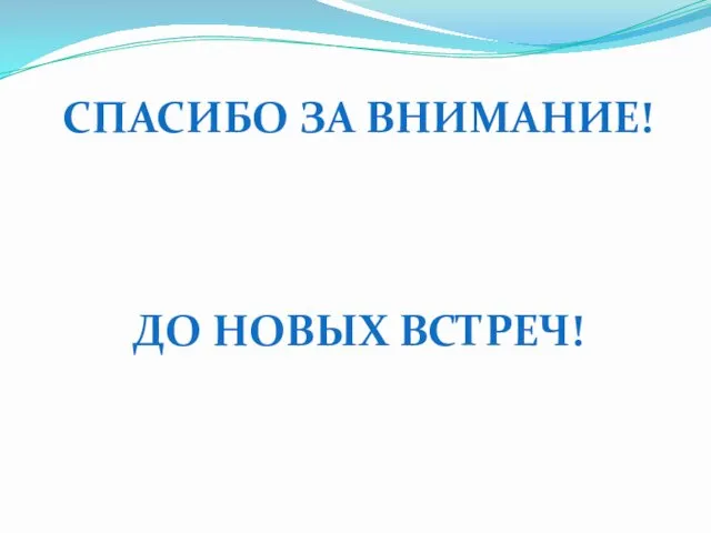 СПАСИБО ЗА ВНИМАНИЕ! ДО НОВЫХ ВСТРЕЧ!