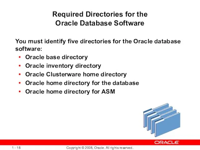 Required Directories for the Oracle Database Software You must identify five