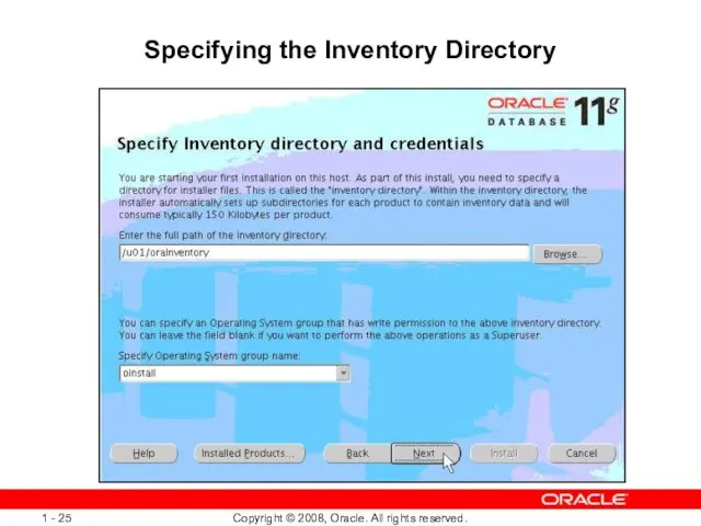 Specifying the Inventory Directory