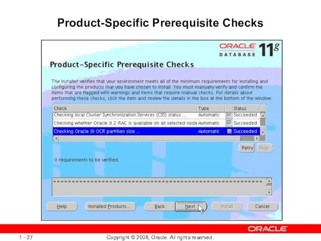 Product-Specific Prerequisite Checks