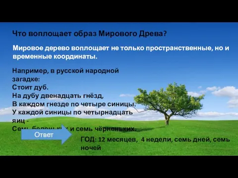 Мировое дерево воплощает не только пространственные, но и временные координаты. Что