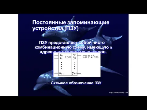 Постоянные запоминающие устройства (ПЗУ) ПЗУ представляет собой чисто комбинационную схему, имеющую