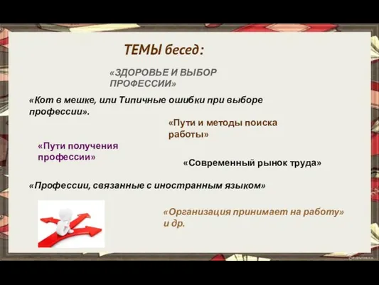 «ЗДОРОВЬЕ И ВЫБОР ПРОФЕССИИ» «Кот в мешке, или Типичные ошибки при