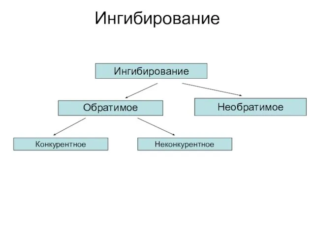 Ингибирование Ингибирование Обратимое Необратимое Конкурентное Неконкурентное