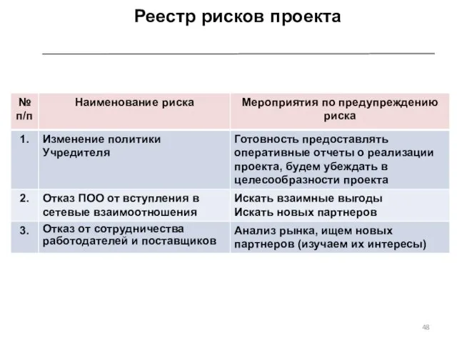 Реестр рисков проекта