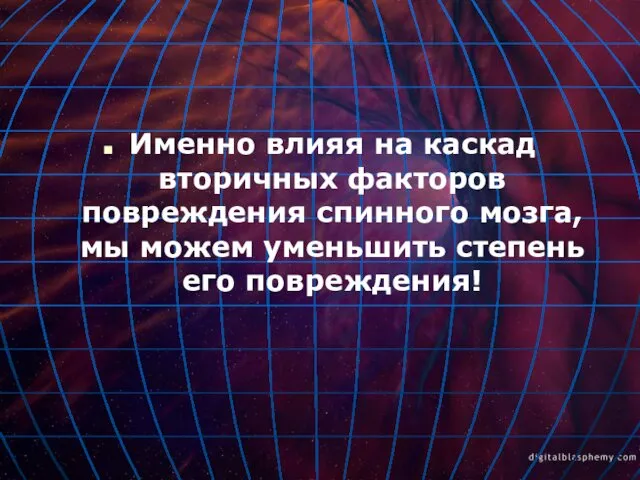 Именно влияя на каскад вторичных факторов повреждения спинного мозга, мы можем уменьшить степень его повреждения!