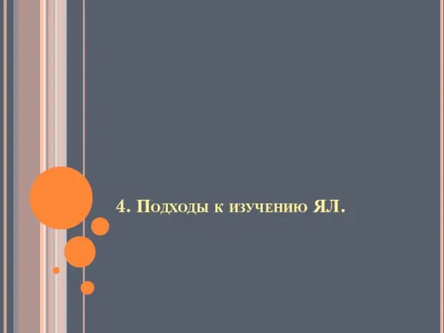 4. Подходы к изучению ЯЛ.