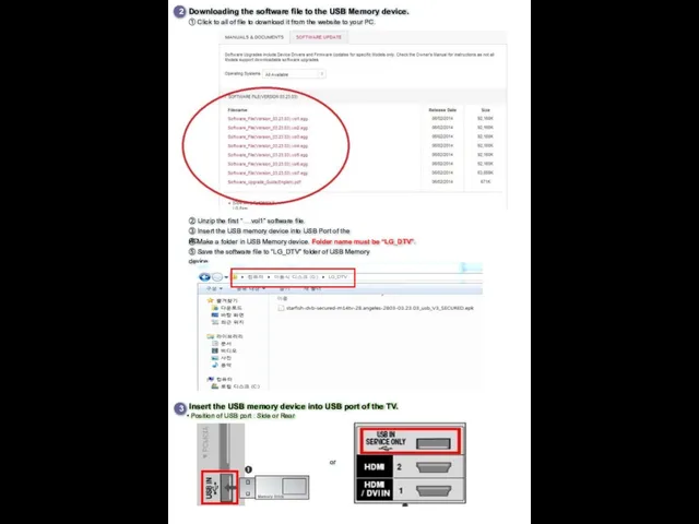 2 Downloading the software file to the USB Memory device. Insert