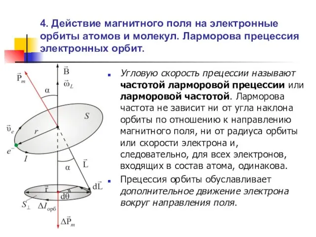 4. Действие магнитного поля на электронные орбиты атомов и молекул. Ларморова