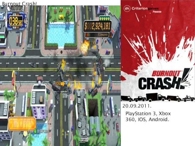 Burnout Crash! 20.09.2011. PlayStation 3, Xbox 360, IOS, Android.