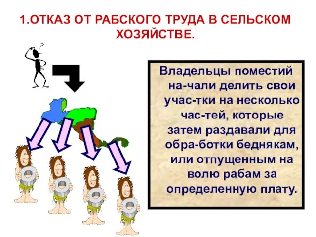 Владельцы поместий на-чали делить свои учас-тки на несколько час-тей, которые затем