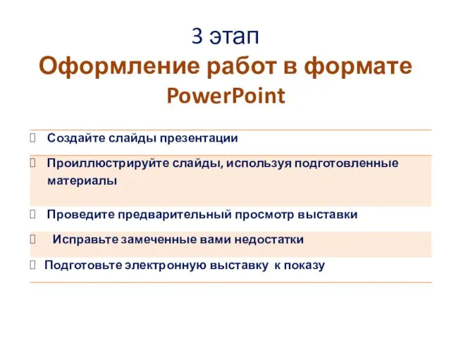 3 этап Оформление работ в формате PowerPoint