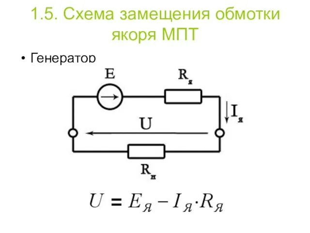 1.5. Схема замещения обмотки якоря МПТ Генератор