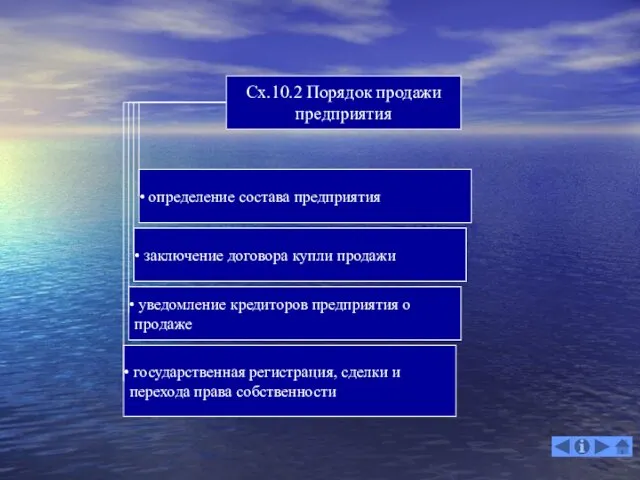 Сх.10.2 Порядок продажи предприятия определение состава предприятия заключение договора купли продажи