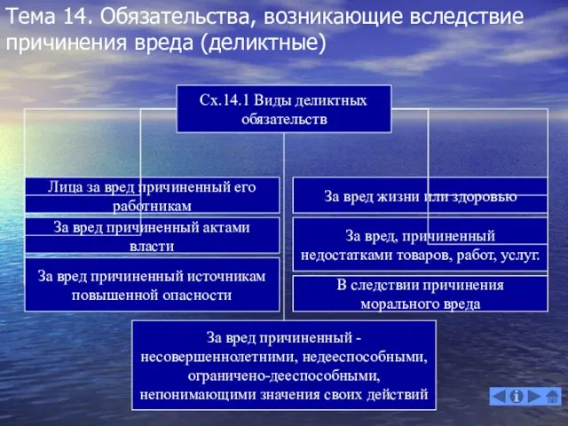 Тема 14. Обязательства, возникающие вследствие причинения вреда (деликтные) Сх.14.1 Виды деликтных