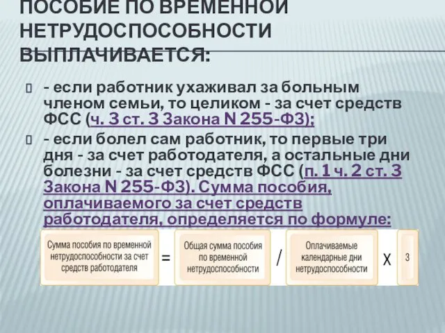 ПОСОБИЕ ПО ВРЕМЕННОЙ НЕТРУДОСПОСОБНОСТИ ВЫПЛАЧИВАЕТСЯ: - если работник ухаживал за больным