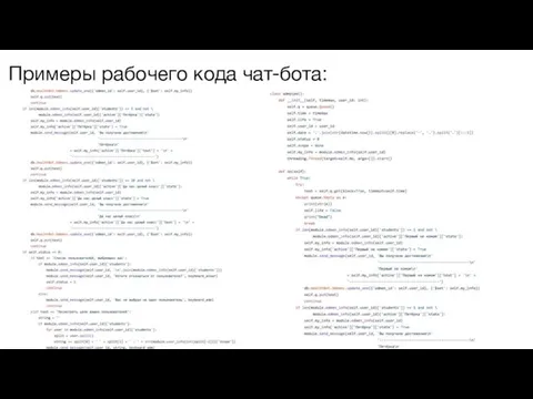 Примеры рабочего кода чат-бота: