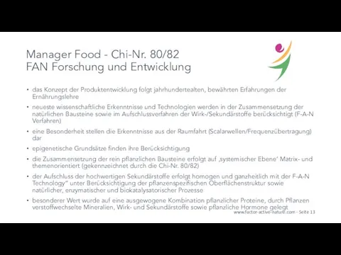 Manager Food - Chi-Nr. 80/82 FAN Forschung und Entwicklung das Konzept