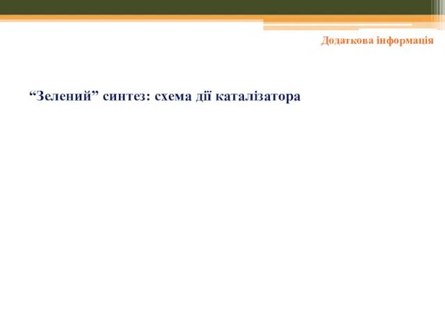 Додаткова інформація “Зелений” синтез: схема дії каталізатора