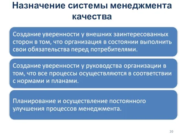 Назначение системы менеджмента качества