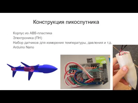 Конструкция пикоспутника Корпус из ABS-пластика Электроника (ПН) Набор датчиков для измерения