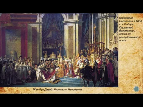 Коронация Наполеона в 1804 г. в Соборе Парижской Богоматери –отказ от