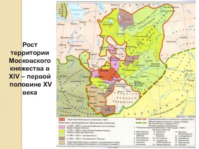 Рост территории Московского княжества в XIV – первой половине XV века