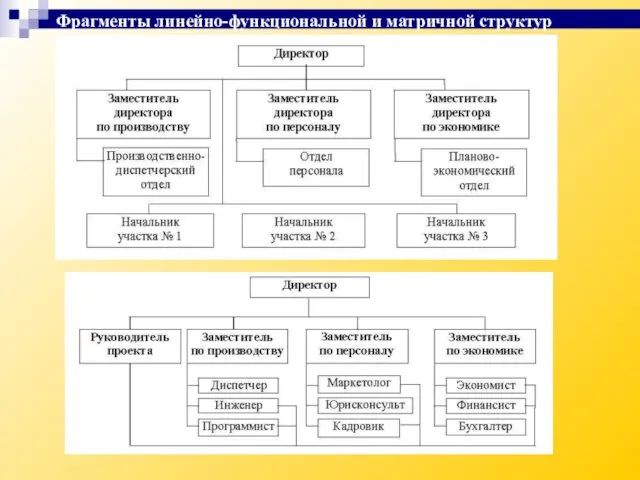 Фрагменты линейно-функциональной и матричной структур