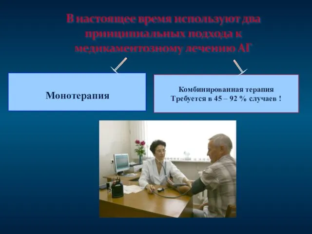 Комбинированная терапия Требуется в 45 – 92 % случаев ! Монотерапия