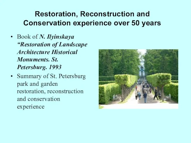 Restoration, Reconstruction and Conservation experience over 50 years Book of N.