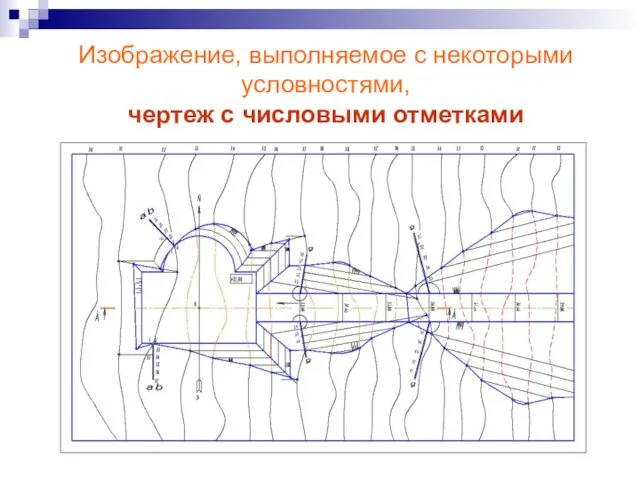 Изображение, выполняемое с некоторыми условностями, чертеж с числовыми отметками