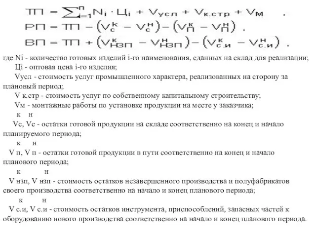 где Ni - количество готовых изделий i-го наименования, сданных на склад