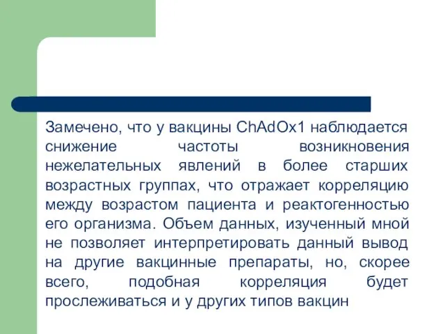 Замечено, что у вакцины ChAdOx1 наблюдается снижение частоты возникновения нежелательных явлений