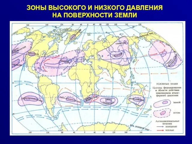 ЗОНЫ ВЫСОКОГО И НИЗКОГО ДАВЛЕНИЯ НА ПОВЕРХНОСТИ ЗЕМЛИ