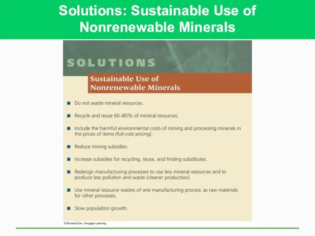 Solutions: Sustainable Use of Nonrenewable Minerals