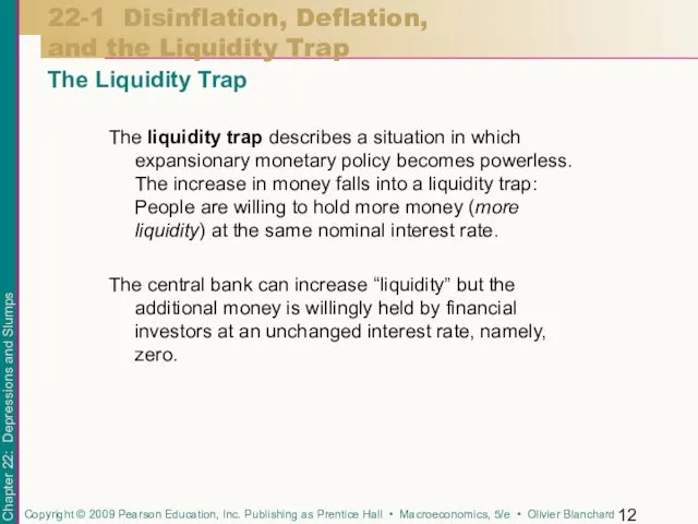 The liquidity trap describes a situation in which expansionary monetary policy
