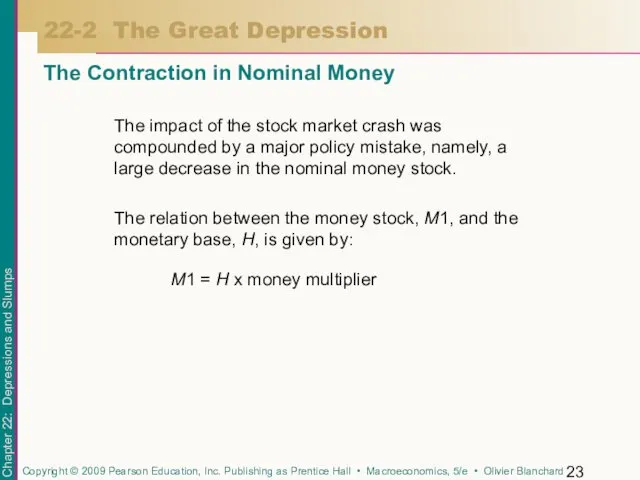The Contraction in Nominal Money 22-2 The Great Depression The impact