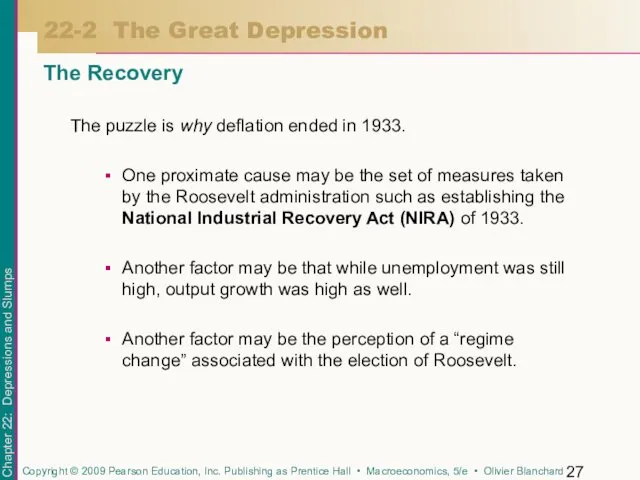 The puzzle is why deflation ended in 1933. One proximate cause