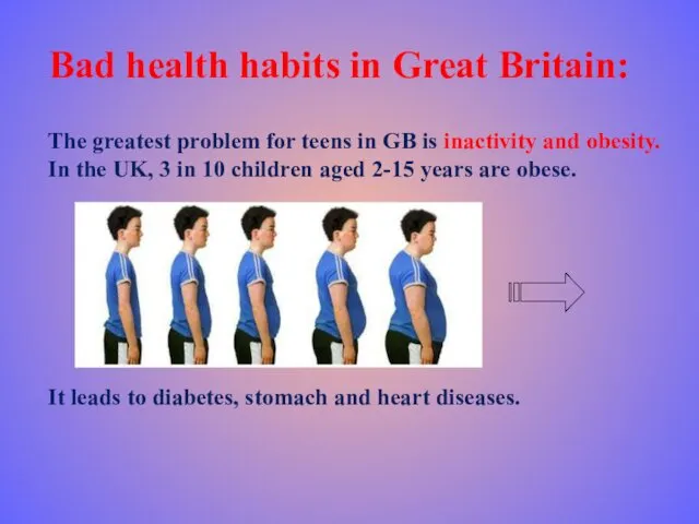 Bad health habits in Great Britain: The greatest problem for teens