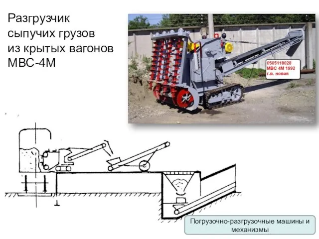 Разгрузчик сыпучих грузов из крытых вагонов МВС-4М Погрузочно-разгрузочные машины и механизмы