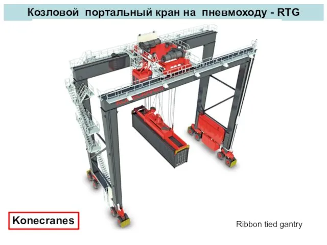 Козловой портальный кран на пневмоходу - RTG Konecranes Ribbon tied gantry