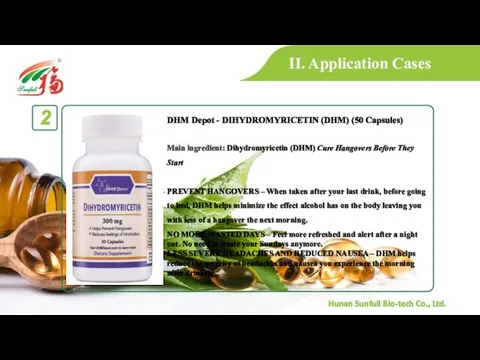 II. Application Cases DHM Depot - DIHYDROMYRICETIN (DHM) (50 Capsules) Main