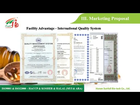 III. Marketing Proposal Facility Advantage - International Quality System ISO9001 &