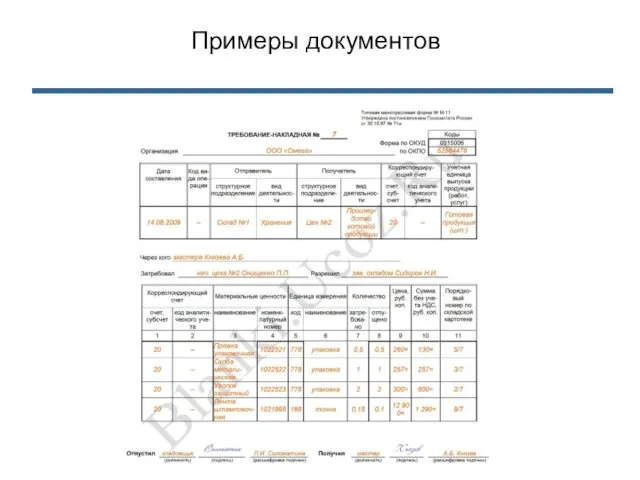 Примеры документов