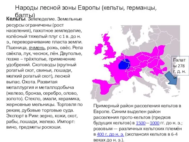 Народы лесной зоны Европы (кельты, германцы, балты) Кельты. Земледелие. Земельные ресурсы