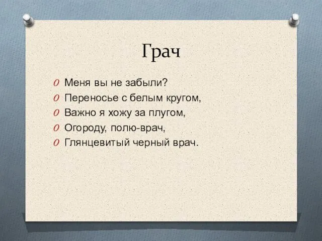 Грач Меня вы не забыли? Переносье с белым кругом, Важно я