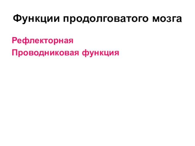 Функции продолговатого мозга Рефлекторная Проводниковая функция