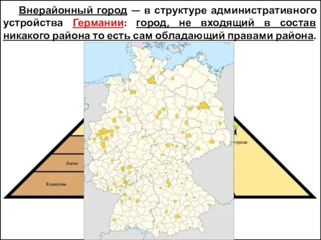 Внерайонный город — в структуре административного устройства Германии: город, не входящий